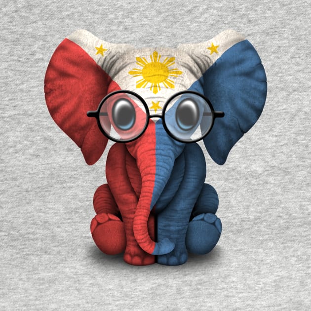 Baby Elephant with Glasses and Filipino Flag by jeffbartels